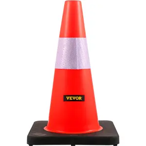 VEVOR Safety Cones, 18 in/45 cm Height, 5 PCS PVC Orange Traffic Cone with Reflective Collar and Black Weighted Base, Used for Traffic Control, Driveway Road Parking and School Improvement