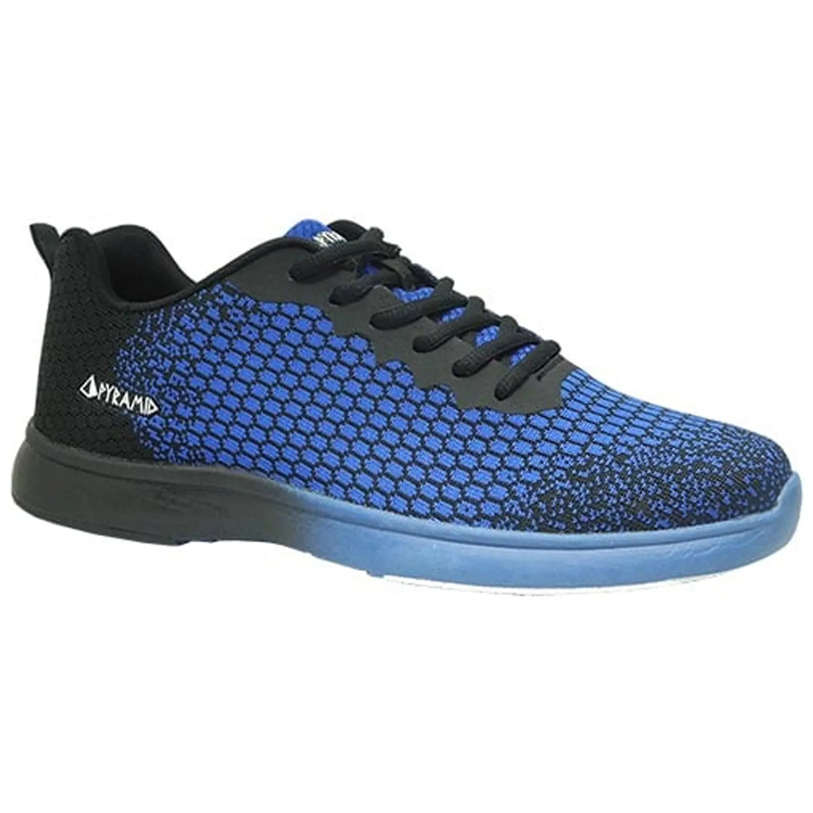 PYRAMID Men's Path Lite Stylish Performance Bowling Shoes - Seamless Mesh, Wide Width, Laces, Black/Royal Blue, for Male Adults, Ultra Light, Various Sizes, Mesh Pattern, Universal, All Seasons