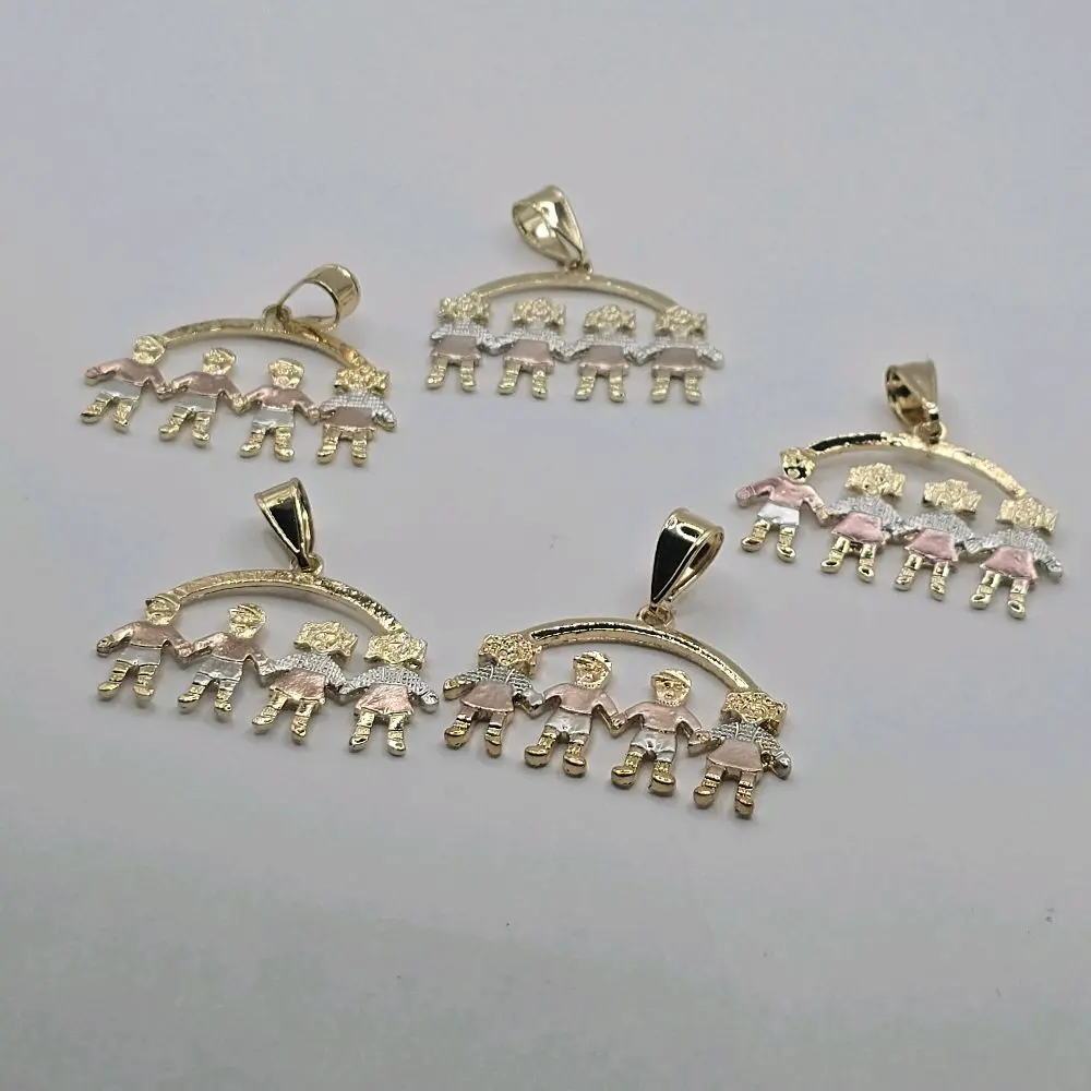 gold-plated chain with kids three colors pick one for the price, 4 boys or 4 girls or 2 boys and 2 girls or 1 girls 3 boys or 1 boy or 3 girls