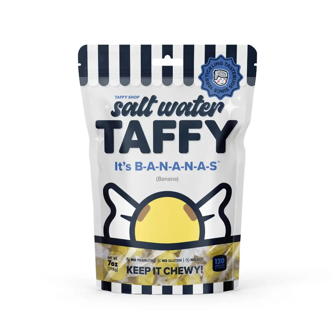 Taffy Shop, It's B-A-N-A-N-A-S Salt Water Taffy - Gourmet Soft, Sweet & Chewy Candy
