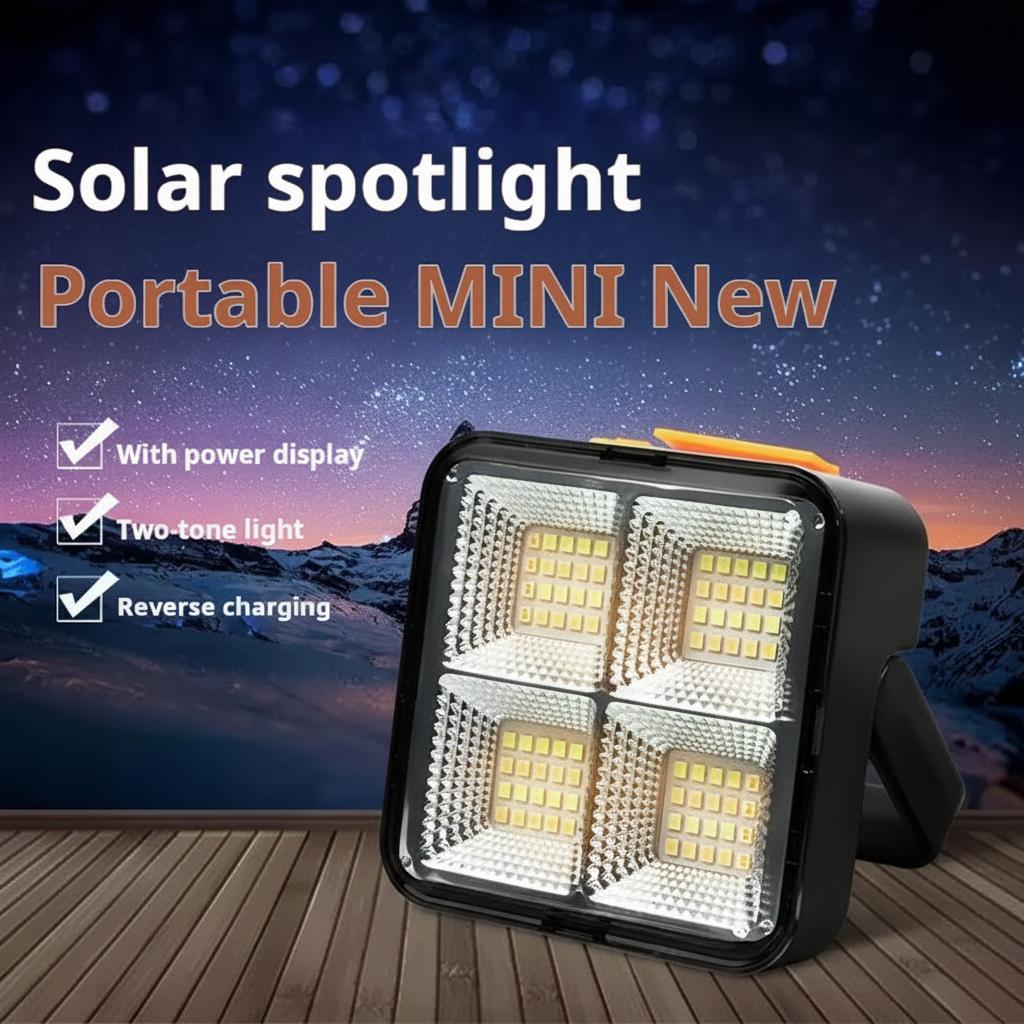Outdoor camping exploration lighting-Mini Solar Rechargeable Multifunctional Searchlight, Outdoor Portable LED Floodlight With Magnetic Suction, High Lumen Flashlight, USB Rechargeable Portable Emergency Light, Suitable For Camping, Night Market,