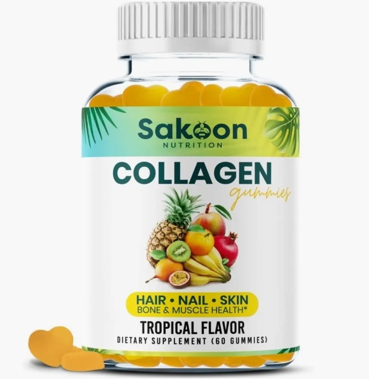 Halal Collagen Gummies for Women and Men - Anti Aging, Hair Growth, Skin Care & Strong Nails Protein Collagen Supplements - Non-GMO, Gluten Free