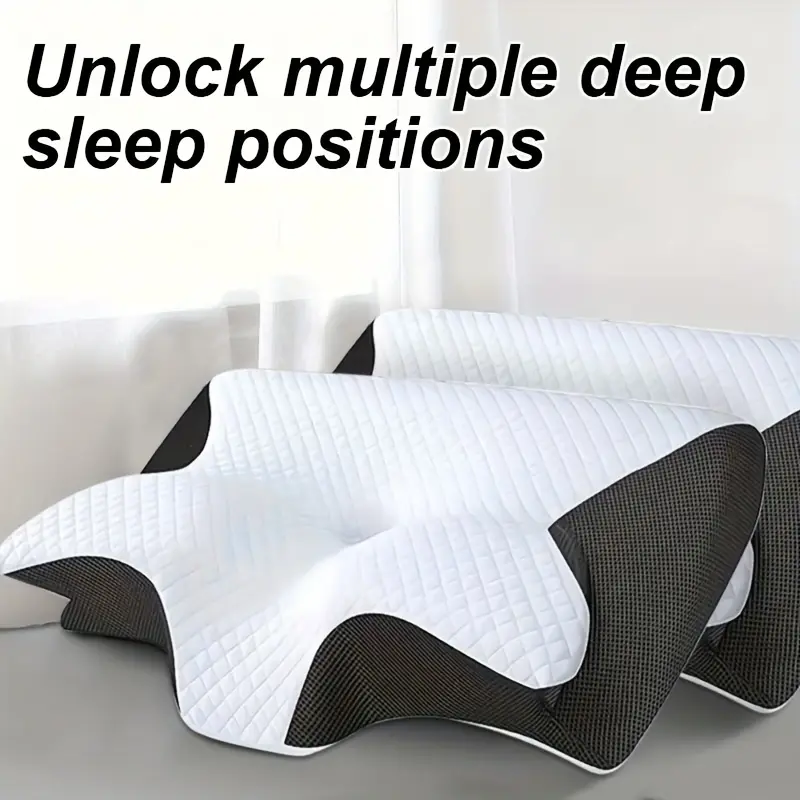 Ergonomic Memory Foam Neck Pillow | Slow Rebound for Back & Side Sleepers | Machine Washable Polyester Cover | White