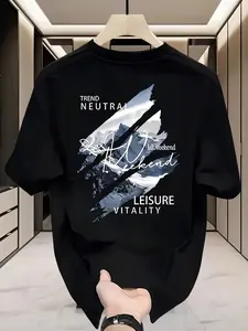 1pc Men's Mountain Graphic T-Shirt Urban Outdoor Style Snow Hill Print Oversized Quick Dry Polyester Short Sleeve Tee Lightweight Breathable Top