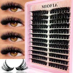 Mifoia3d False Eyelashes 8-18mm Reusable Soft Lash Set, 0.1mm Thickness, D Curl, Russian Roll, Mixed Length, Patch Form