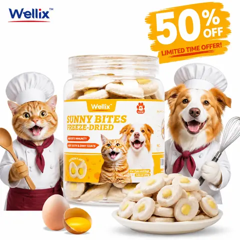 Wellix SunnyBites Natural Freeze-Dried Chicken Cat & Dog Treats - 3.5oz Kitten Treats for Indoor Cats, Supports Immunity & Gut Health for Training Pet Food,#sohochic