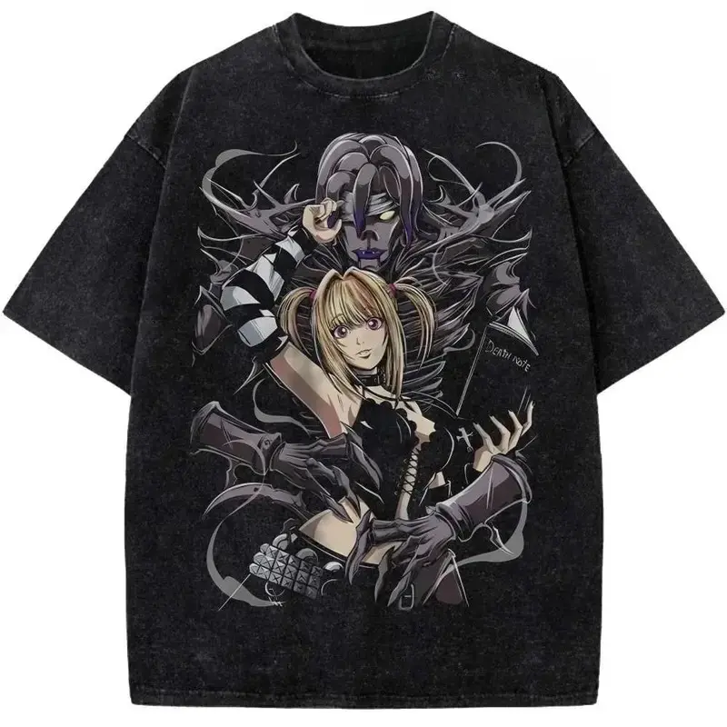 valentine shirts MisaMisa Printed Tee Anime Death Note Clothing Men Women Retro Washed hot product tees Short Sleeve Tshirt Washed Retro Fashion