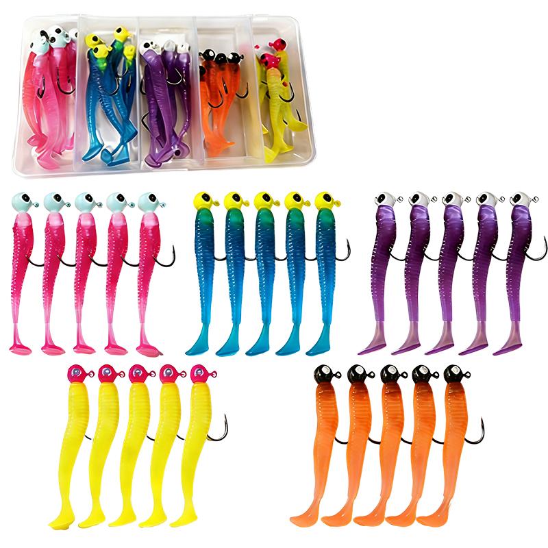 [TUODIAO] Colorful Threaded Tail Soft Baits Multi-Hue Lizard Design Flexible Tail Perfect for Shore Boat Fishing Great for Targeting Predatory Fish Assorted Colors Compact Storage Case