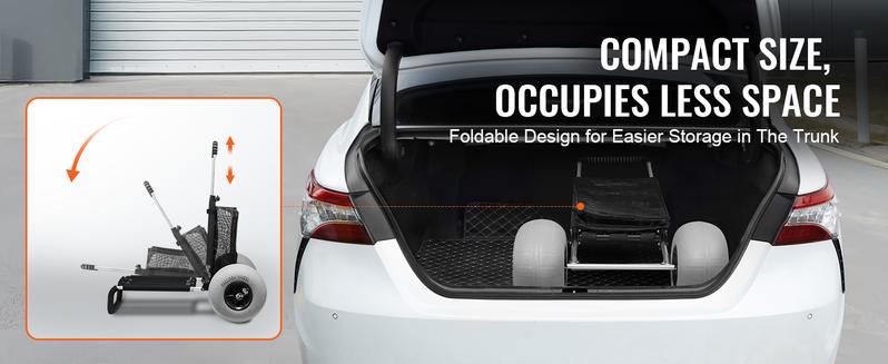 VEVOR Beach Dolly with Big Wheels for Sand, TikTokShopBlackFriday, 29.9" x 15.4" Cargo Deck, w/ 12" BIG Wheels, 165LBS Loading Capacity Folding Sand Cart & 27" to 44.7" Adjustable Height, Heavy Duty Cart for Beach VEVOR Super Brand Day