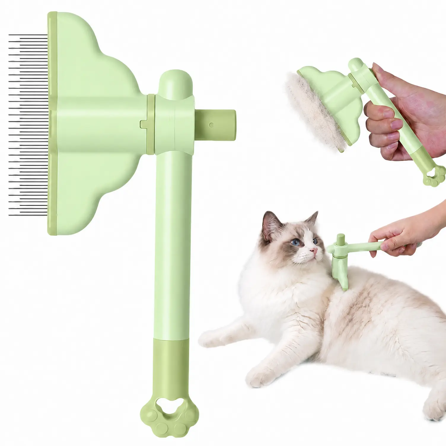 2 Pack Dog & Cat Deshedding Brush - Rotatable Double-Sided Grooming Comb with Stainless Steel Teeth, Effective Deshedding for Loose Hair & Undercoat, All Coat Types, Clean Daily Use Beauty/Hair Care Tool