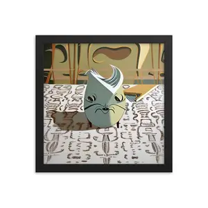 Atomic Cat Egg. Framed art print. Retro 1950s style. Choose size and frame color.