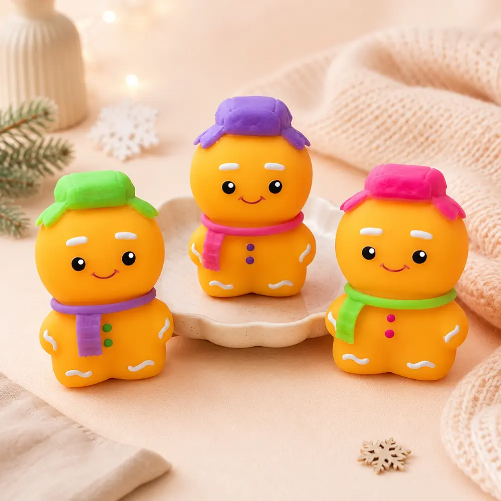 Ginger Glow Man Squishy Toy – Cute Christmas Gingerbread Squeeze Fidget Toy, Soft Sensory Stress Relief Gift for Kids