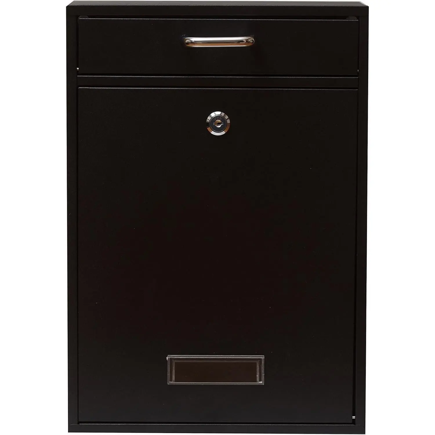 Wall Mounted Locking Vertical Dropbox Mailbox - Safe and Secure (Large) | Made with Galvanized Steel (Black)