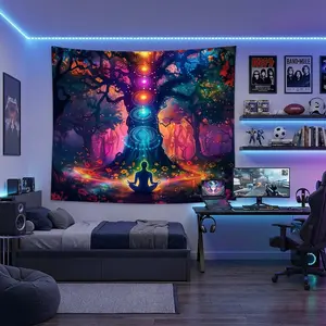 1pc Trippy Starry Tree Decor Tapestry Boho Style Art Mural Game Room Entryway Dining Hall Ceiling Decor Space Accents Polyester Fiber
