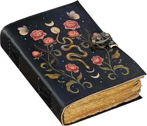 Grimoire Journal Leather Sketchbook Serpent Snake Garden Notebook