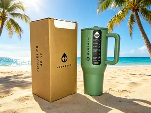 HydroJug 40 oz Portable Insulated Stainless Steel Travel Tumbler - BPA-Free, Leak-Proof, Cup Holder Friendly, with Handle & Straw, Keeps Cold for 24 Hours, Sage Green