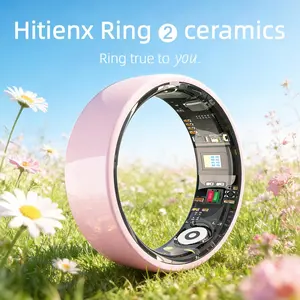 Ceramic Smart Ring, Fitness & Activity Tracker, Sleep and Heart Rate Monitoring, Female Menstrual Cycle Trac, IP68 Waterproof, Compatible with iOS and Android.No subscription required.Stylish minimalist design-perfect holiday gift for women.