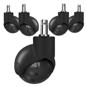 2" Ball Caster Wheels,  360  Rotation Universal Ball Casters with Nylon Cover for Office Furniture Chairs Replacement Casters Smooth Rolling 7/16" x 7/8", Set of 5, Black