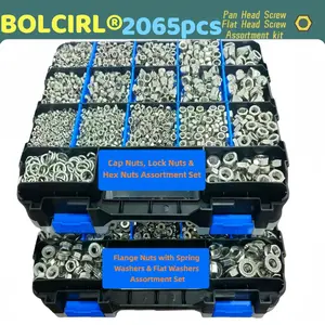 2065 PCS Metric Nut Washer Set, Stainless Steel Mixed Nuts M3-M10, Anti-Rust Vibration Proof Hardware with Double-Sided Tool Box