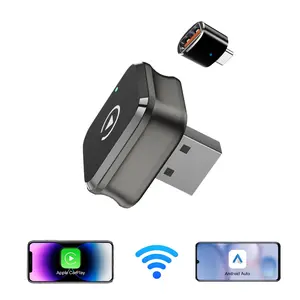 【2026 Upgraded】2-in-1 Wireless CarPlay & Android Auto Wired-to-Wireless Mini USB Adapter, Fast WiFi 5.8GHz & Bluetooth 5.4 Stable Connection, Plug-and-Play Stick for iOS/Android Factory Wired Car Systems with Low Latency