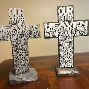 Wooden Lords Prayer Table Display for Religious Decor