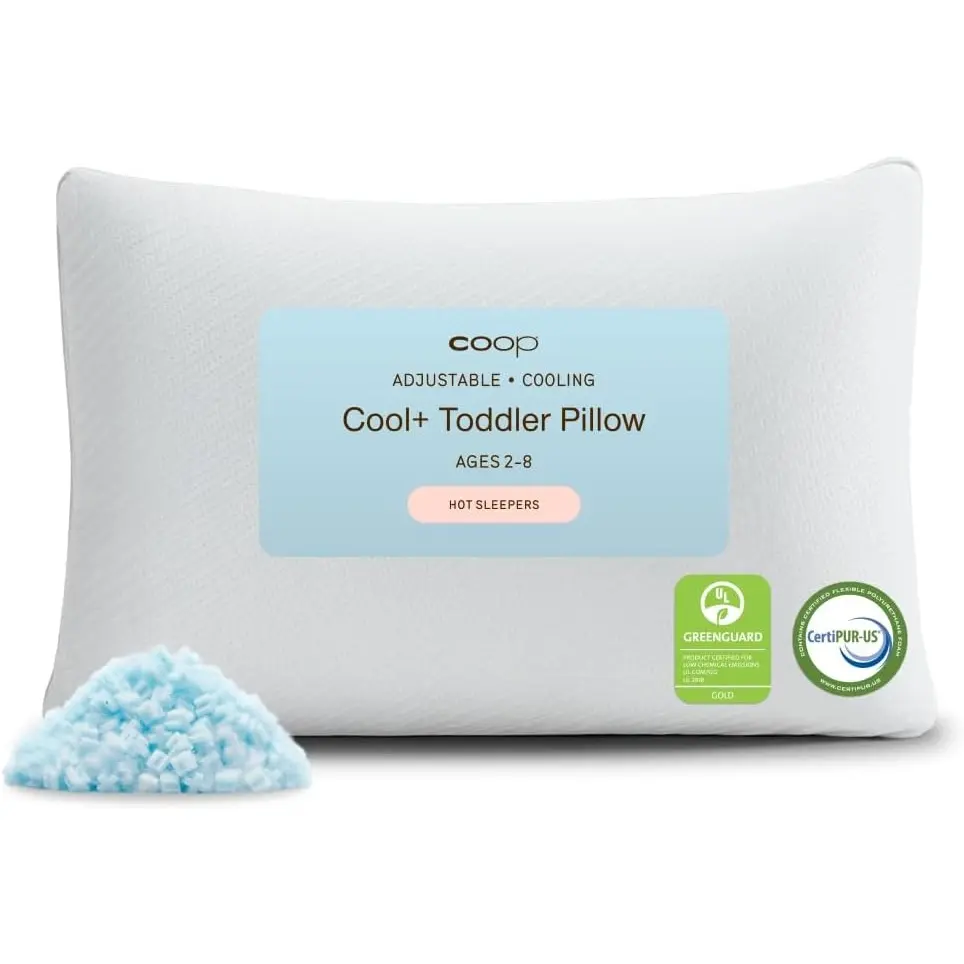 COOP Sleep Goods Cool+ Adjustable Cooling Toddler Pillow – Kids Pillow for Ages 2+, Gel-Infused Memory Foam + Microfiber Fill, Cool-Touch Cover & Heat-Wicking Liner, Customizable Loft, Childproof Zipper, Machine Washable, CertiPUR-US & GREENGUARD Gold, Mi
