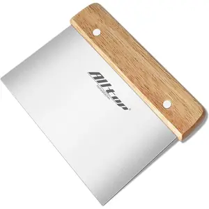 Dough  -  Stainless Steel  Scraper for Bread and Pastry - Bench Scraper with  Wooden Handle - Multipurpose Kitchen Tool