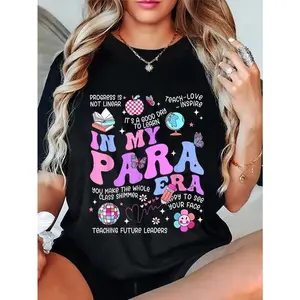 100% Cotton Unisex Groovy In My Para Era Vintage Paraprofessional Paraeducator T-Shirt Top Womenswear Casual Graphic Streetwear
