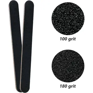 3 Pack Heavy Duty Emery Boards (100/180 Grit) - Professional Double Sided Nail Files for Shaping & Smoothing, Reusable & Washable Black Salon Quality Files for Acrylic, Gel & Natural Nails