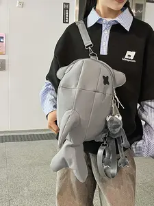 Men's and women's backpacks, fashionable shark large-capacity school backpacks, suitable for casual street wear