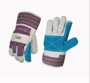 TSWM Premium Double Palm Cow Leather Gloves Kevlar Sewn Heavy Duty Safety Work Gloves for Enhanced Protection( Ideal Size )