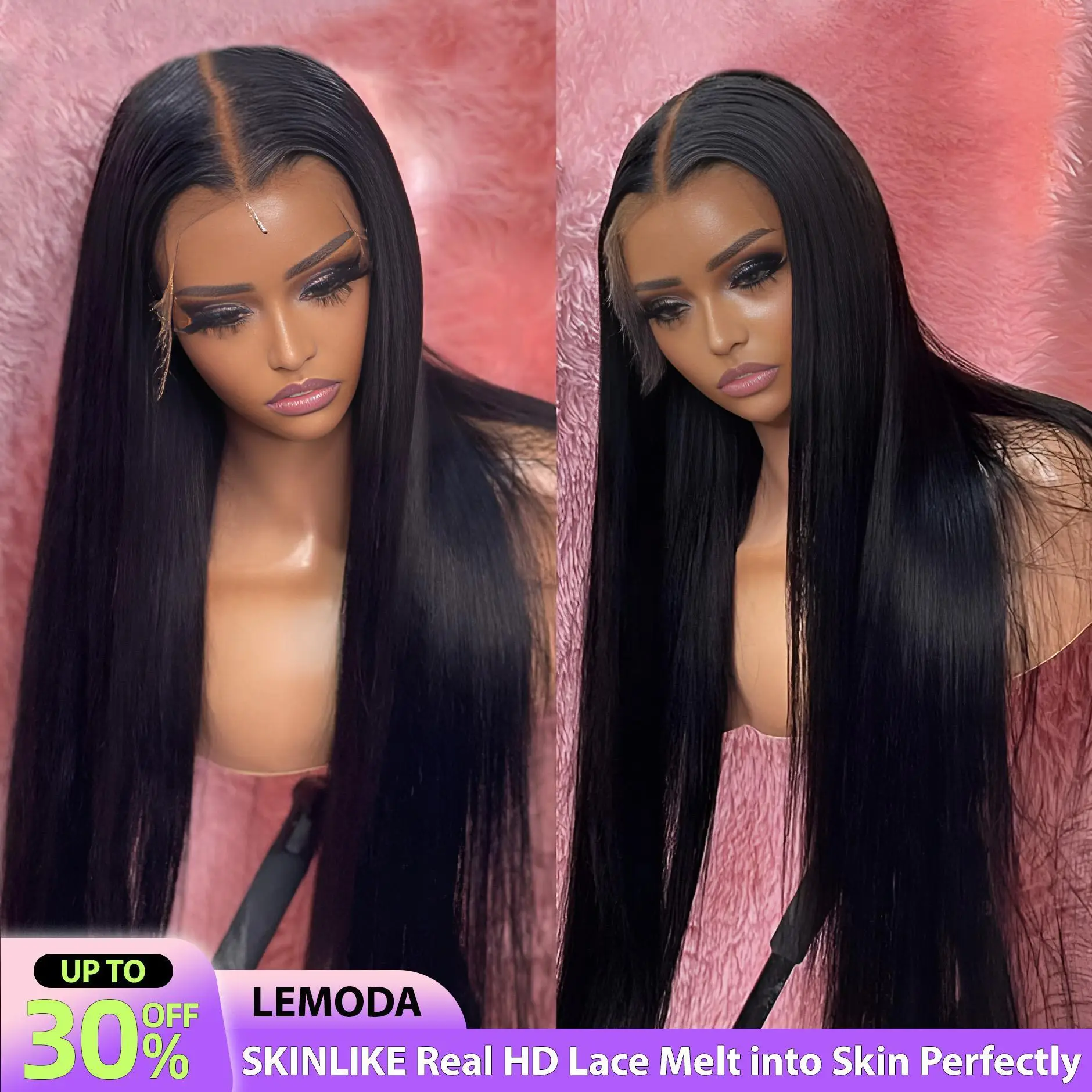 Lemoda 13x6 SKINLIKE Real HD Lace Wigs 180% Density Straight 13x4 Full Lace Frontal Wigs 12A Brazilian Straight Virgin Human Hair Lace Front Wig Invis