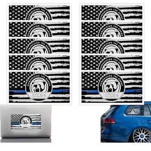 5/10 Pcs Thin Blue Line Sticker - Code 4, Thin Line Flag Car Decal - American Flag Thin Blue Line Decal for Cars, Truck Stickers, Windows, Laptop Vehicle Exterior Decorative Car Decal,car stuff