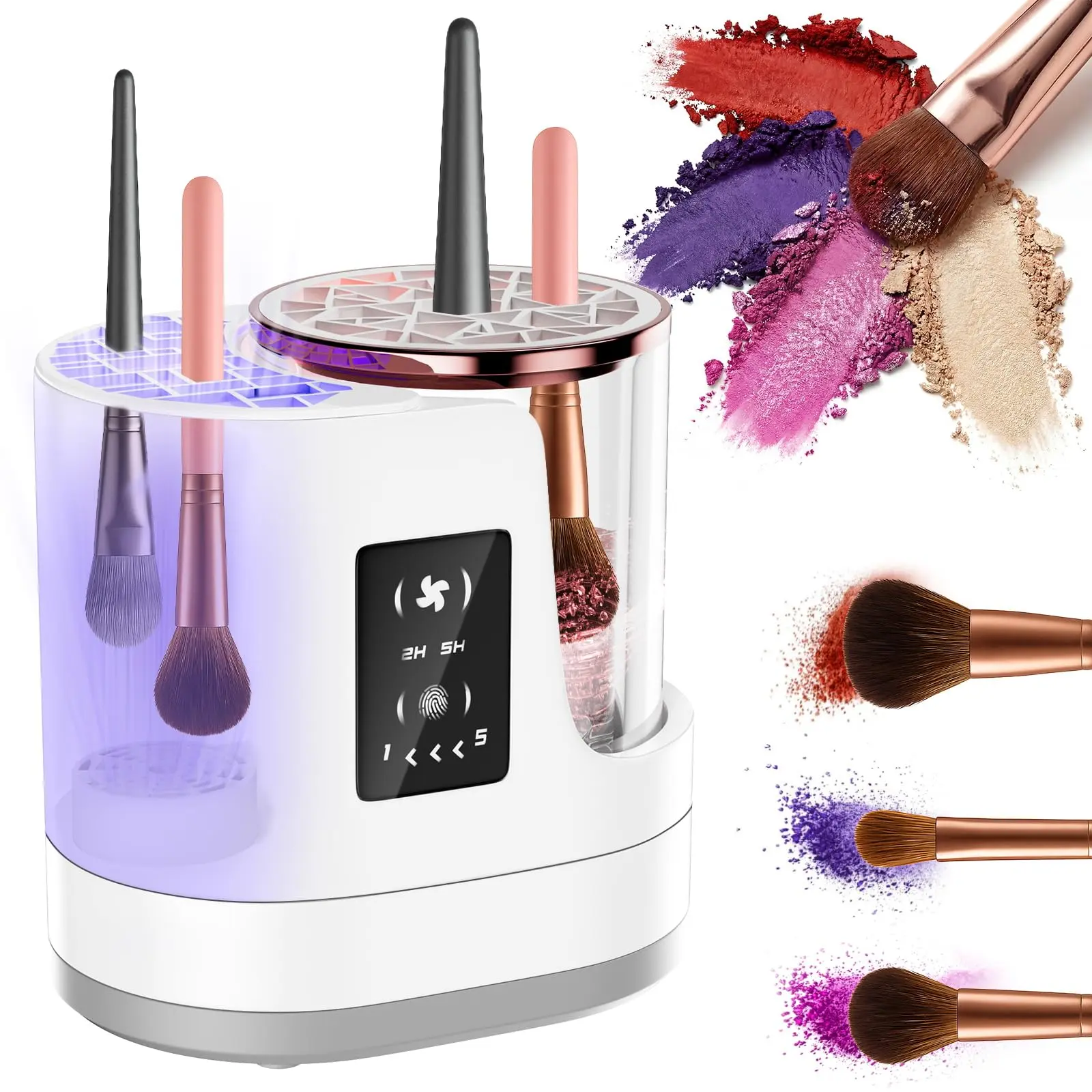 3-in-1 Electric Makeup Brush Cleaner and Dryer Machine, Automatic Daily Washer Suitable for All Types of Brush Sets Including Eyeshadow Bristles