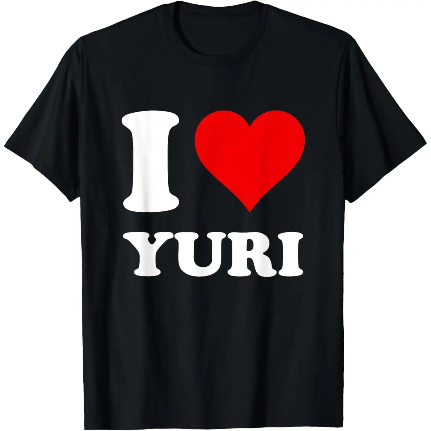 I Love Yuri Heart Letter Graphic T Shirt Classic Vintage Text Front Print Short Sleeve T Shirt Loose Fit T Shirt For Men Daily Casual Wear