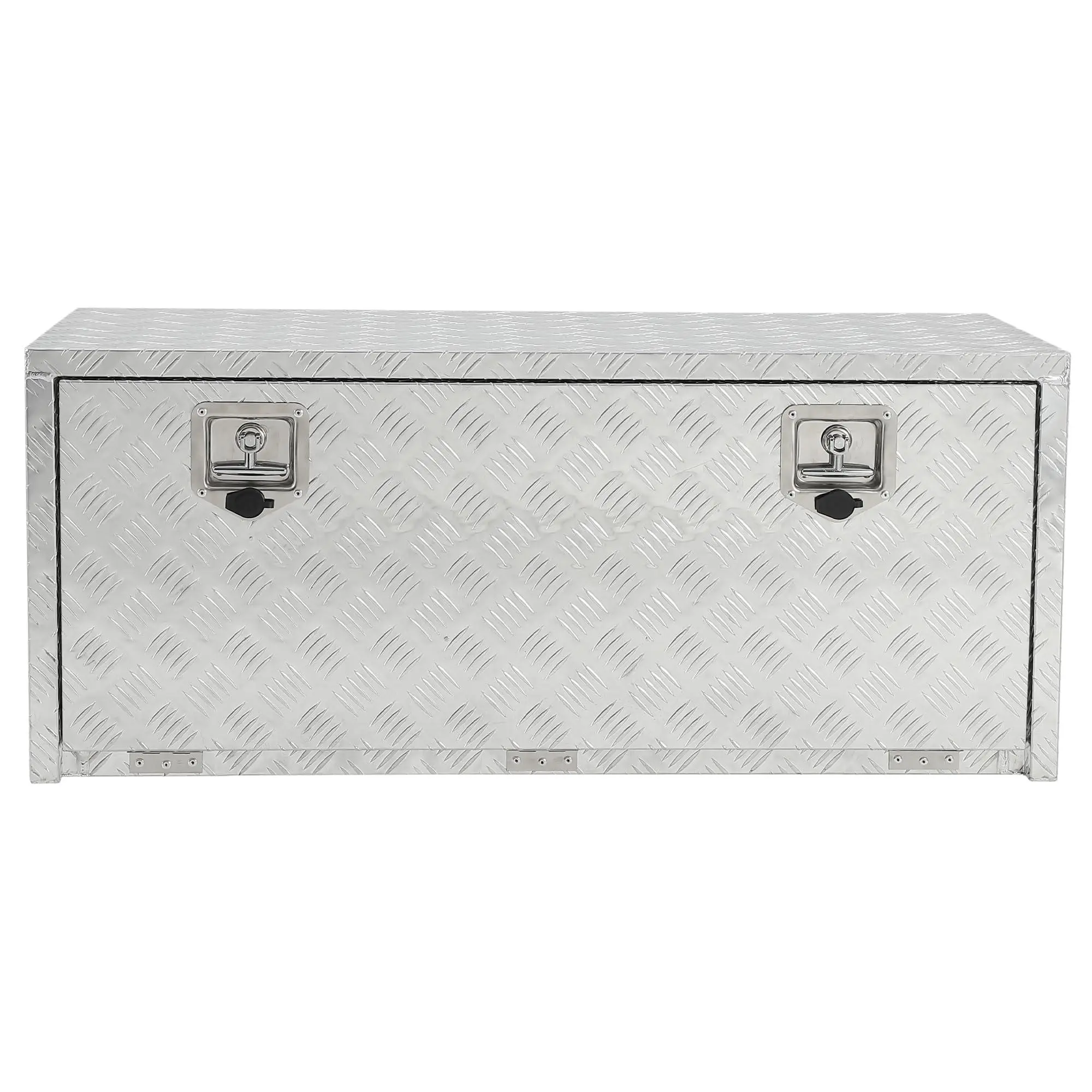 Heavy Duty Aluminum Underbody Tool Box with Welded Seal - Waterproof Square Storage Chest for Pickup Truck Bed - Durable Double Lock, 36x18x18in Silver