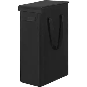 60L Slim Laundry Hamper with Lid Laundry Basket with Handle Foldable Dirty Clothes Hamper Skinny Hamper Organizer Bins (25.6 inches, black)