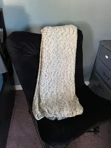 Hand Knit Blanket, Knitted Afghan, Warm Throw Blanket