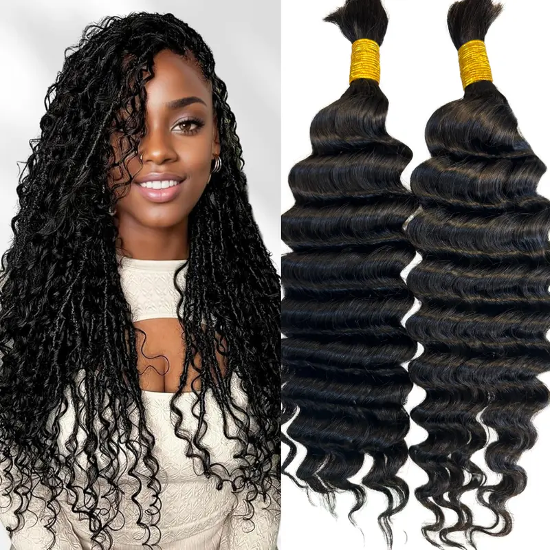 [We Heart Hair] Boho Braids 100% Cambodian Human Hair Bulk Hair For Braiding Hair Deep Wave Loose Deep Wave Honey Blonde 4/27 humanhair boho  Summer Hot