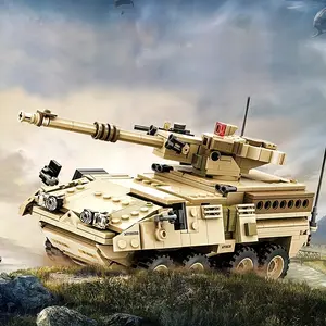 458PCS Mechanical Brick-Build Tanks Mobile Artillery Armored Vehicle Military Assembly Model, DIY Educational Toy, Armored Vehicle Collection T13 Action Figure