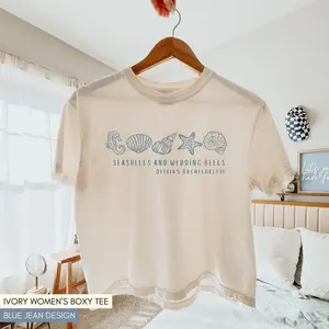 Seashells And Wedding Bells Bachelorette Crop Top Comfort Colors Beach Bachelorette Boxy Tee Coastal Bachelorette Top Bach Club Boxy Tee