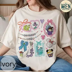 Monster Inc Graphic T-shirt, Cute Monsters Design Shirt, Cartoon Characters Tee, Trendy Womenswear Top, Fun Gift For Her, Colorful Cute Apparel
