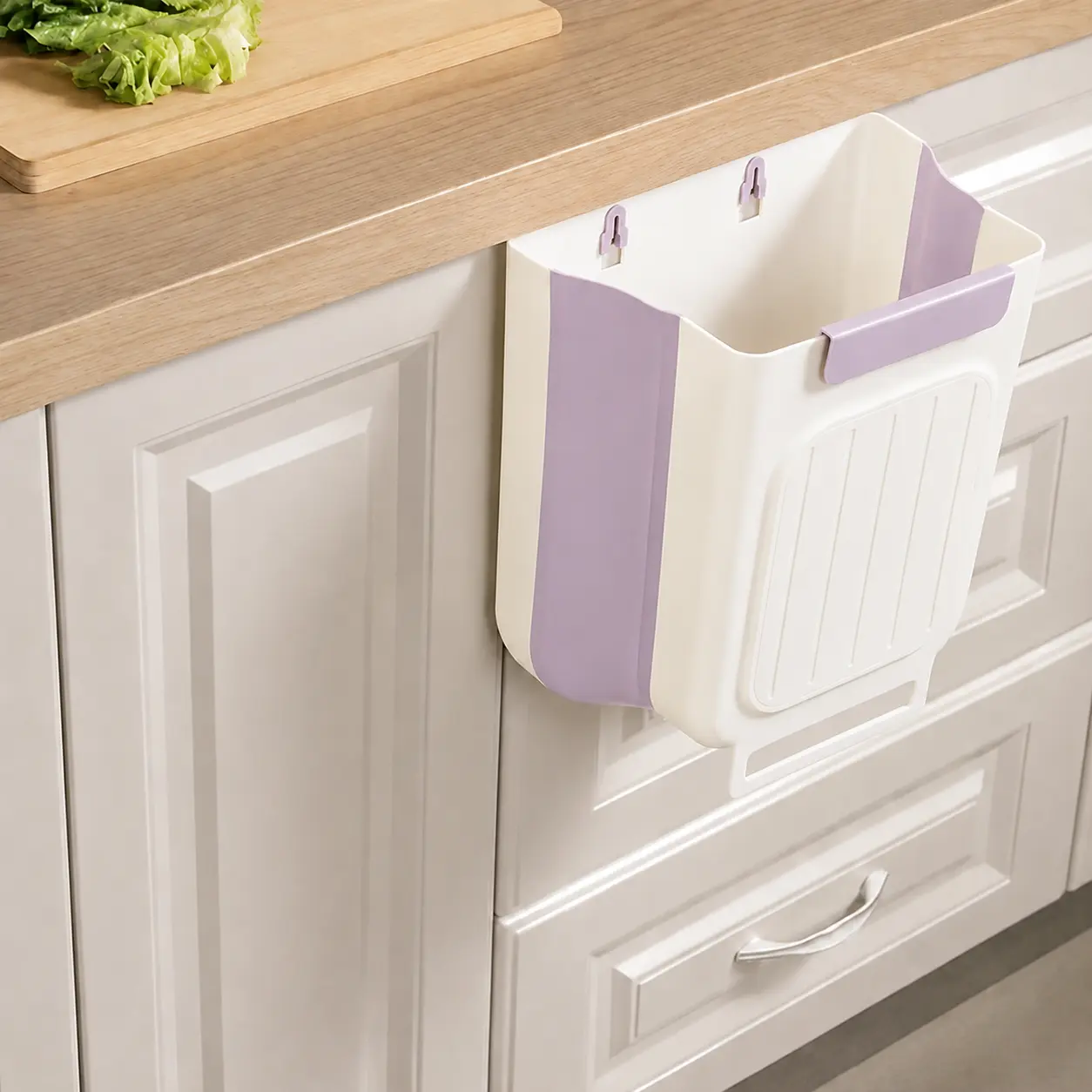 Cabinet-Mount Foldable Kitchen Trash Bin, Trash Cans for Kitchen, Sturdy Plastic Compact Gadget - Hanging Collapsible Space-Saving Tool for Food Scrap Disposal with Smooth Installation