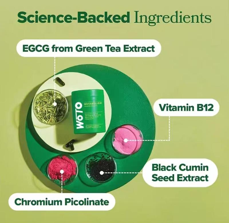 MOTO Metabolism Vitamin Capsules | 60 Vegetarian Capsules | Contains Green Tea Extract + Vitamin B12