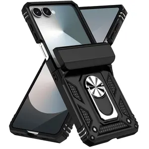 Fin Case For Samsung Galaxy Z Flip 7 5G Z Flip 6 Military Grade Shockproof Heavy Duty Protective Armor Magnetic Kickstand Ring Cover