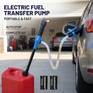 Portable Battery-Powered Fuel Pump, Hand Fuel Pump, Water & Fuel Transfer Pump with 4ft Oil Hose, Suitable for Lawn Mower, Boat, Car, Motorcycle