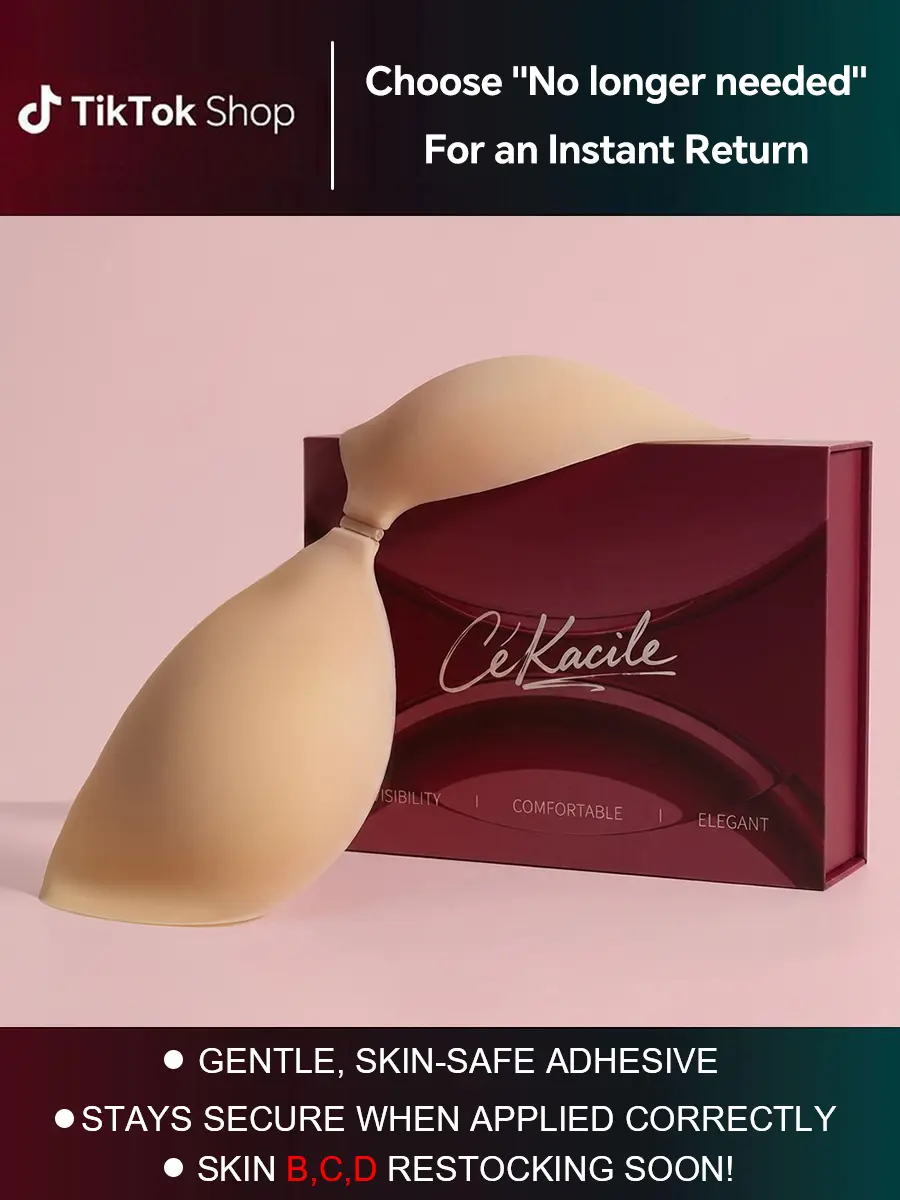 Cékacile Ultra-Thin Invisible Bra - Breathable Lightweight Sticky Bra with Gentle Hold, Seamless No Show Push Up, Ideal for Strapless & Backless Wedding Dress Tops, Christmas, Push Up Bra