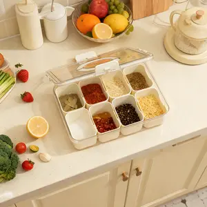 8-Compartment Snack Box with Removable Dividers & Handle, Stackable BPA-Free Food Storage Container for Charcuterie, Fruits, and Fridge Organization