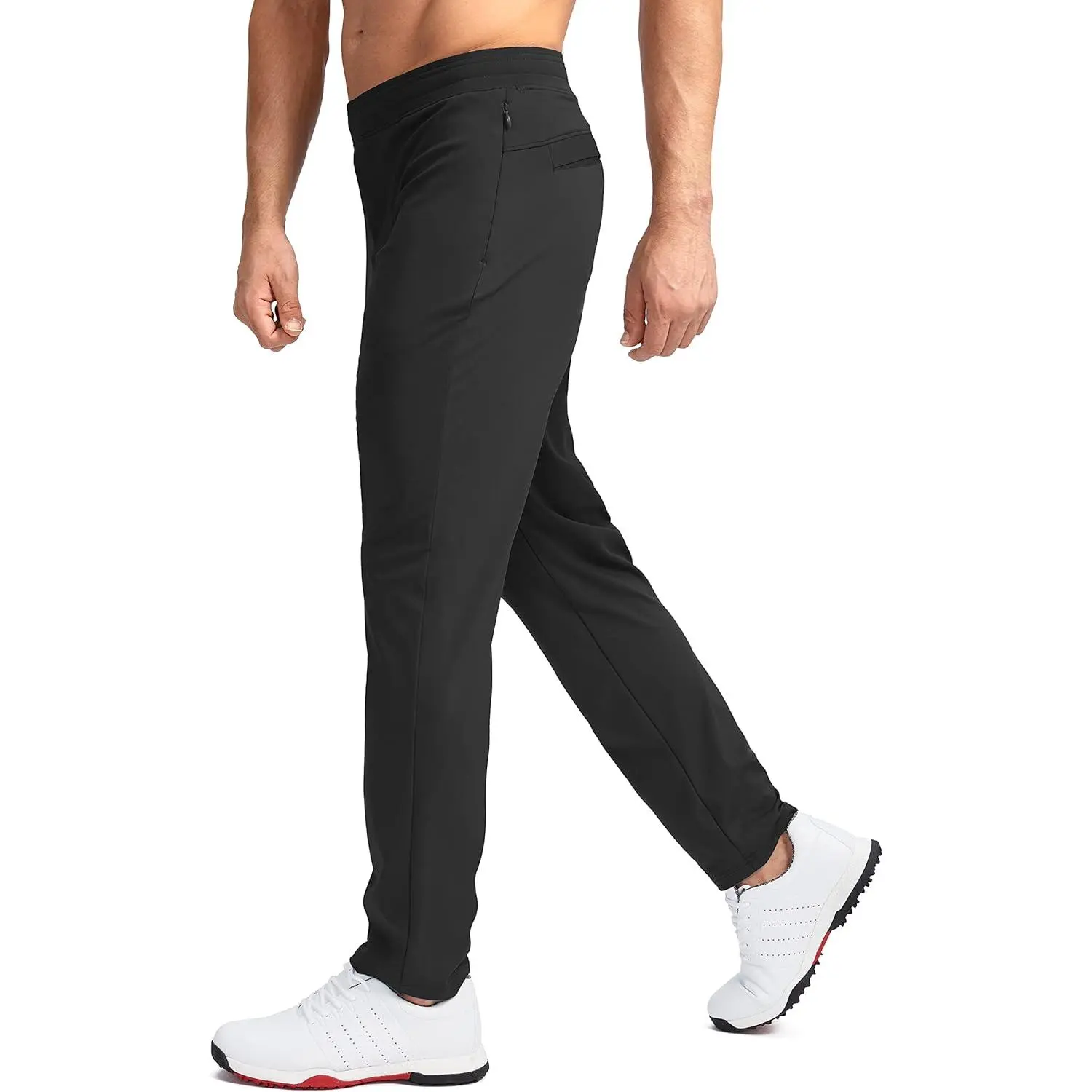 Men's Stretchable Golf Apparel Pants - Slim Fit, Zipper Pockets, Outdoor Golf Joggers, Work Casual Stretch Sweatpants, Black Menswear Bottoms, Stretchable Jogger, Black Sweatpants Outfit, Workout Joggers