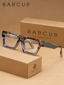 BARCUR Minimalist and Comfortable Stylish Square Frames Square Full Frame Men's Decorative Glasses with PC Lens Material To Enhance Visual Comfort. Brand Packaging Is A Great Gift